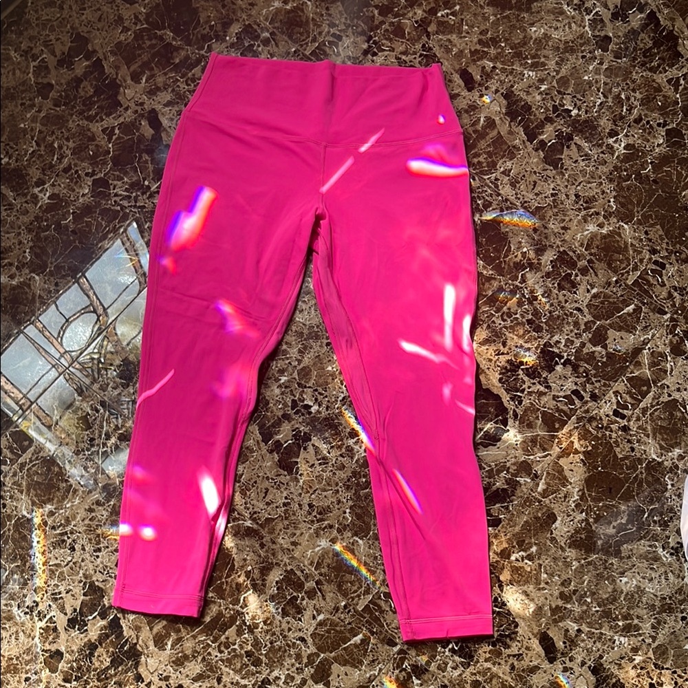 Lululemon Pink Performance Leggings with Reflective Accents